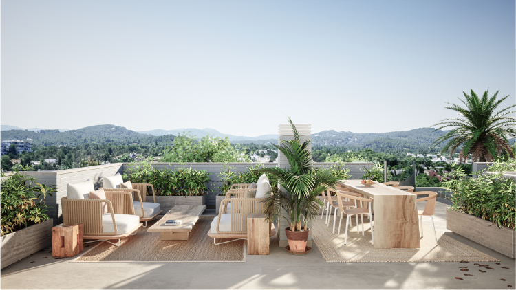 azotea privada en apartamento a la venta en Silene Residence Ibiza
