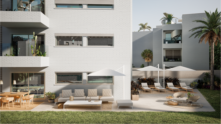 Jardines privados en apartamento a la venta en Silene Residence Ibiza